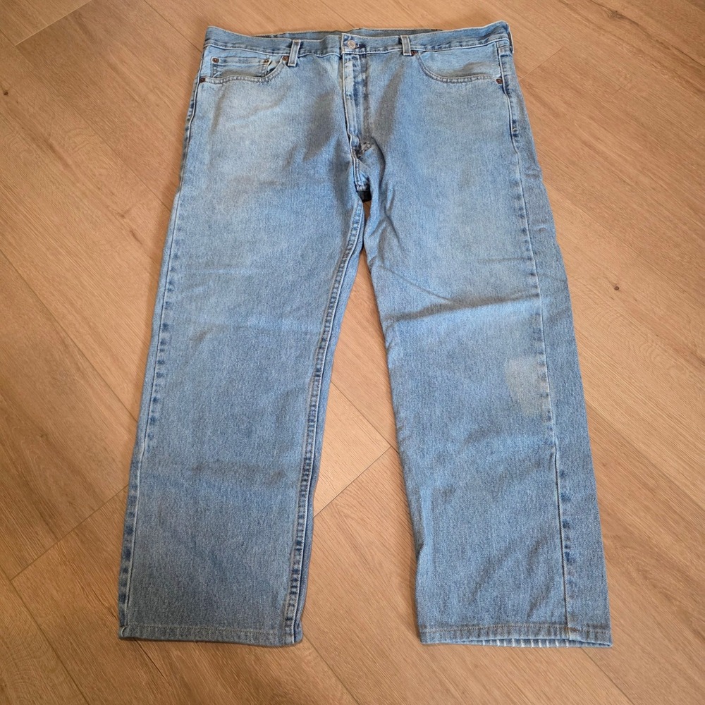 Levis 505 Regular Fit Straight Leg Light Wash Blue Denim Jeans Mens 40x29